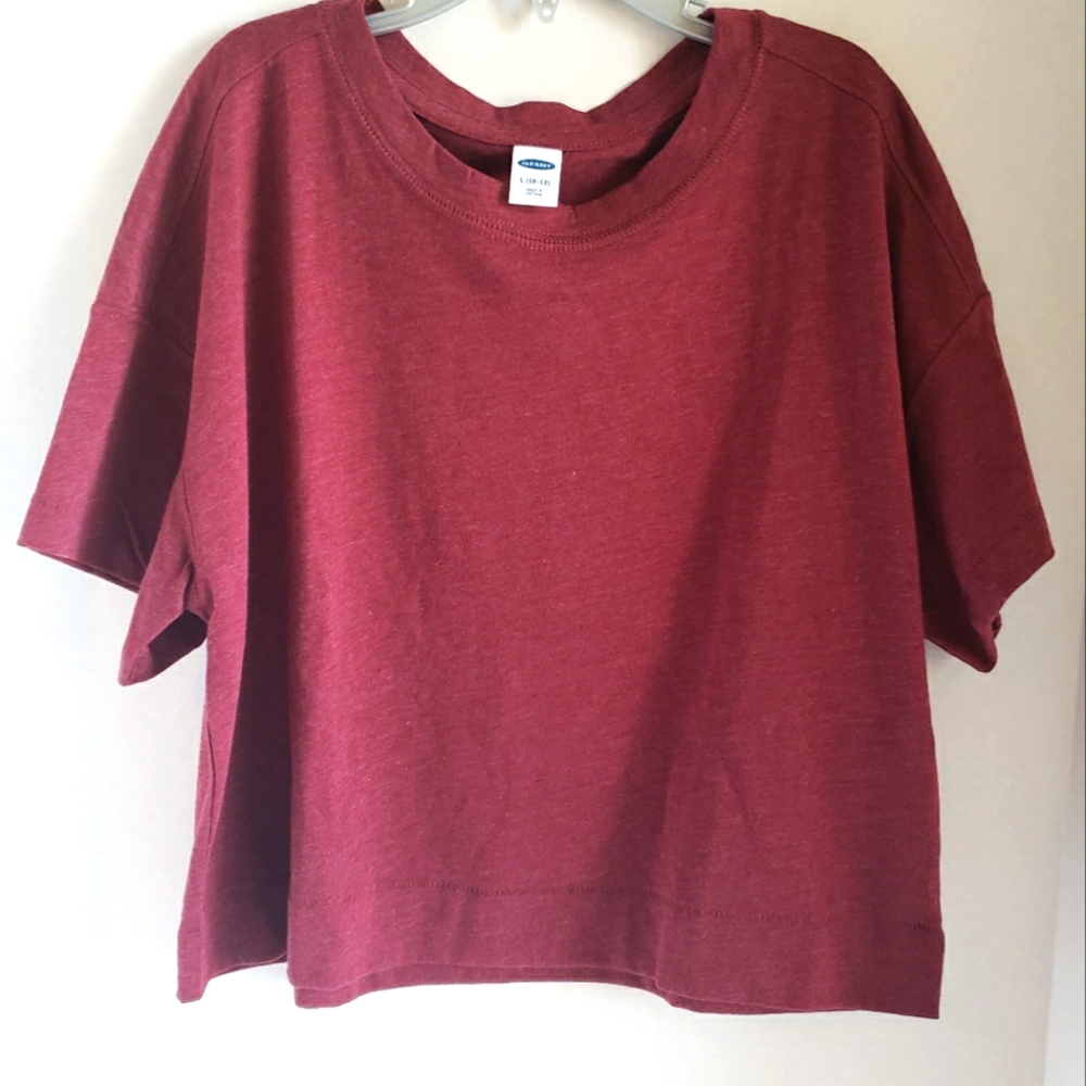 Girls maroon crop t-shirt. Size 10-12 - Picture 1 of 3